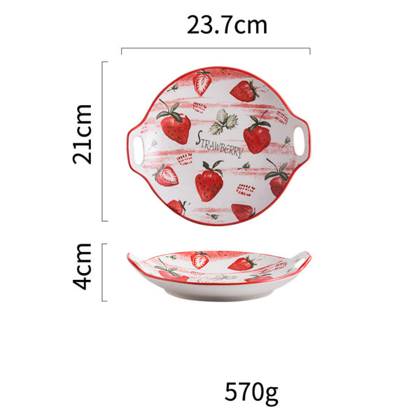 Modern Fruit Plate With Handle - Ceramic platter, serving platter, fruit platter | Plates for dining table & home decor