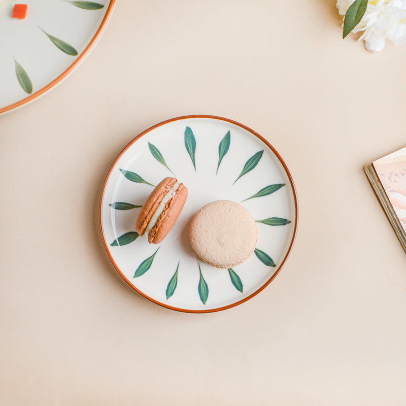 Teardrop Snack Plate Green 6 Inch - Small plate, ceramic plate, snack plate, printed plate