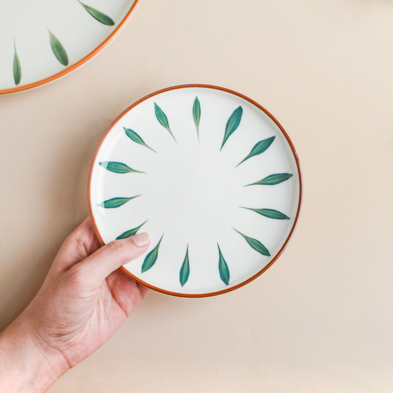 Teardrop Snack Plate Green 6 Inch - Small plate, ceramic plate, snack plate, printed plate