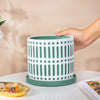 Green And White Pot With Plate - Indoor planters and flower pots | Home decor items