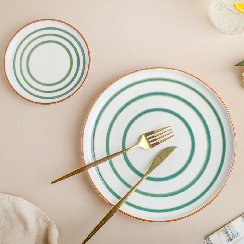 Spiral Dinner Plate Green 10 Inch - Serving plate, rice plate, ceramic dinner plates| Plates for dining table & home decor