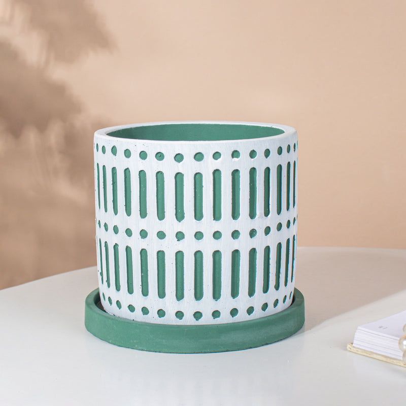 Minimalist Textured Pot With Plate - Plant pot and plant stands | Room decor items