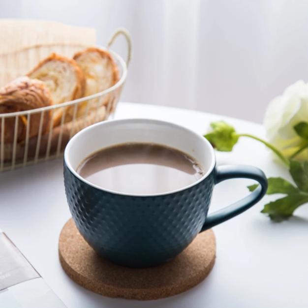 MAGNIFIQUE textured mug with coaster - Green- Mug for coffee, tea mug, cappuccino mug | Cups and Mugs for Coffee Table & Home Decor
