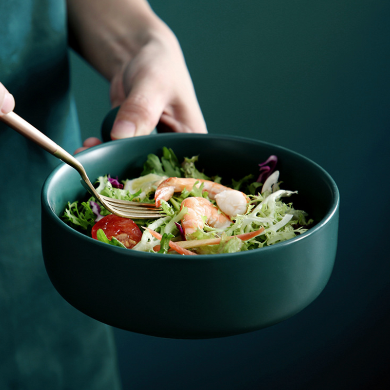 Green Baking Bowl - Ceramic bowl, salad bowls, snack bowls, bowl with handle, oven bowl | Bowls for dining table & home decor