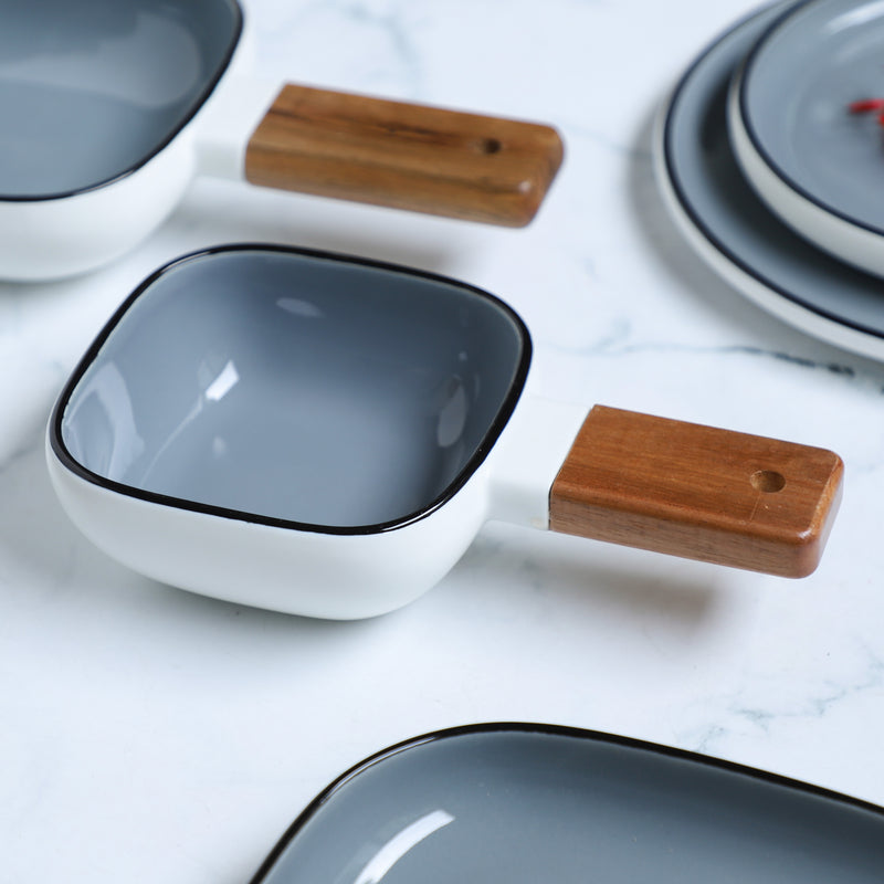 Grey Bowl with Handle S - Serving bowls, noodle bowl, snack bowl, curry bowl, popcorn bowls | Bowls for dining & home decor