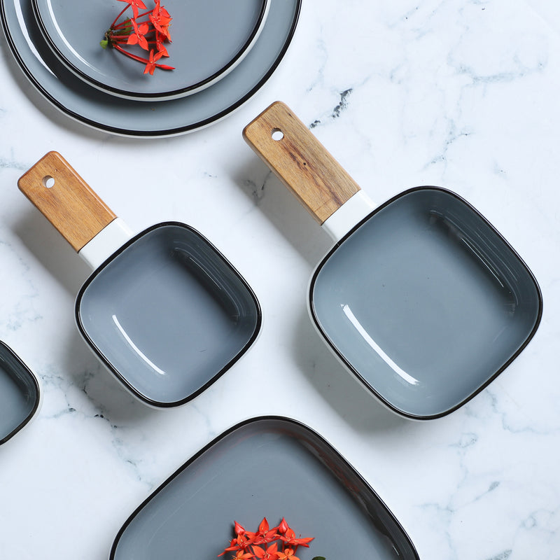 Grey Bowl with Handle S - Serving bowls, noodle bowl, snack bowl, curry bowl, popcorn bowls | Bowls for dining & home decor