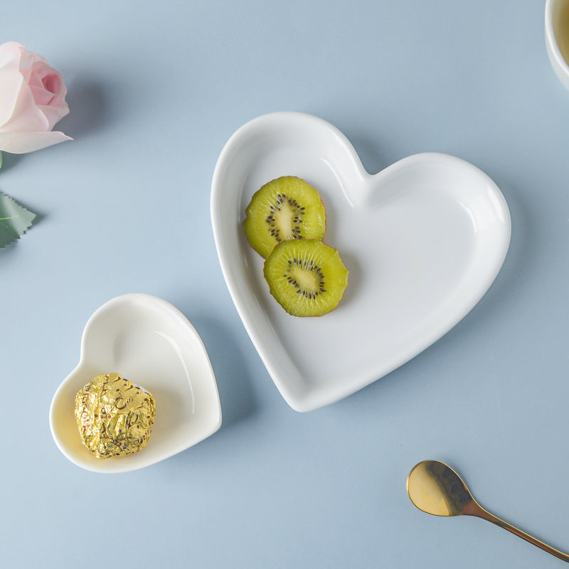 Riona Heart Ceramic Dip Bowl White - Bowl, ceramic bowl, dip bowls, chutney bowl, dip bowls ceramic | Bowls for dining table & home decor 
