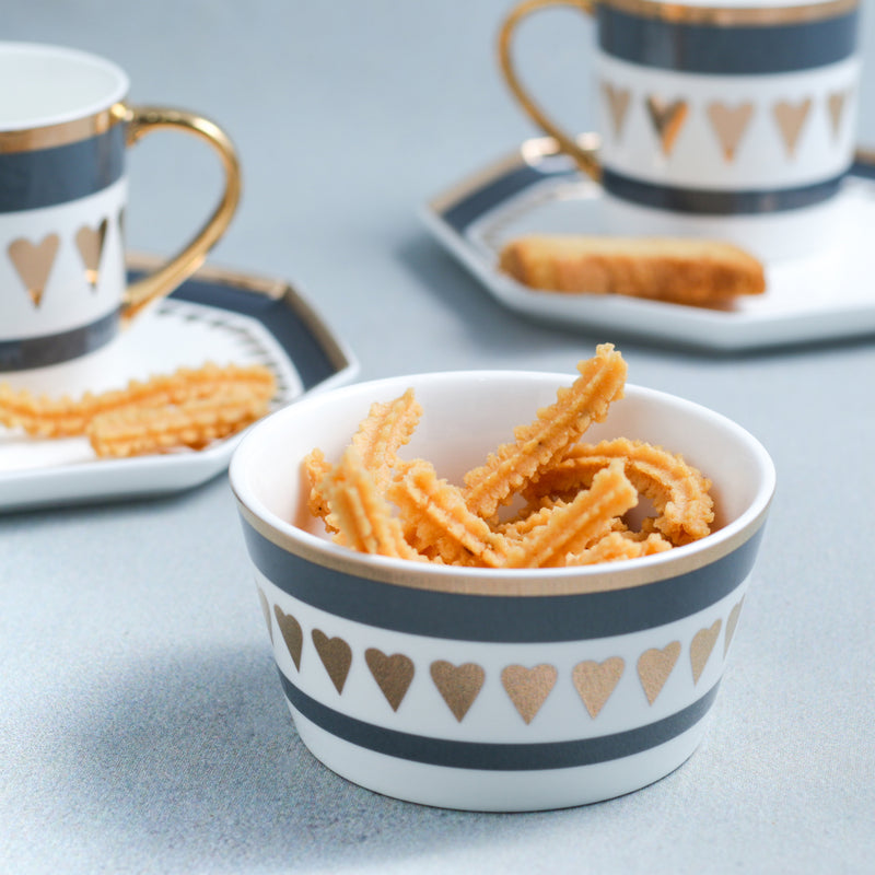 MERRY Heart Snack Bowl 400 ml - Bowl,ceramic bowl, snack bowls, curry bowl, popcorn bowls | Bowls for dining table & home decor