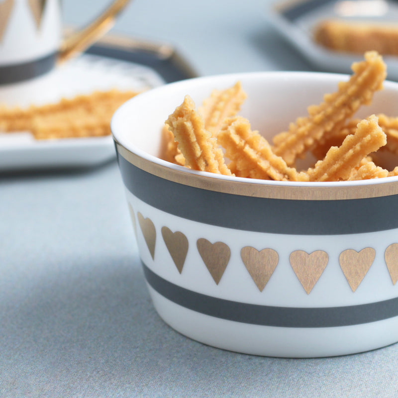 MERRY Heart Snack Bowl 400 ml - Bowl,ceramic bowl, snack bowls, curry bowl, popcorn bowls | Bowls for dining table & home decor