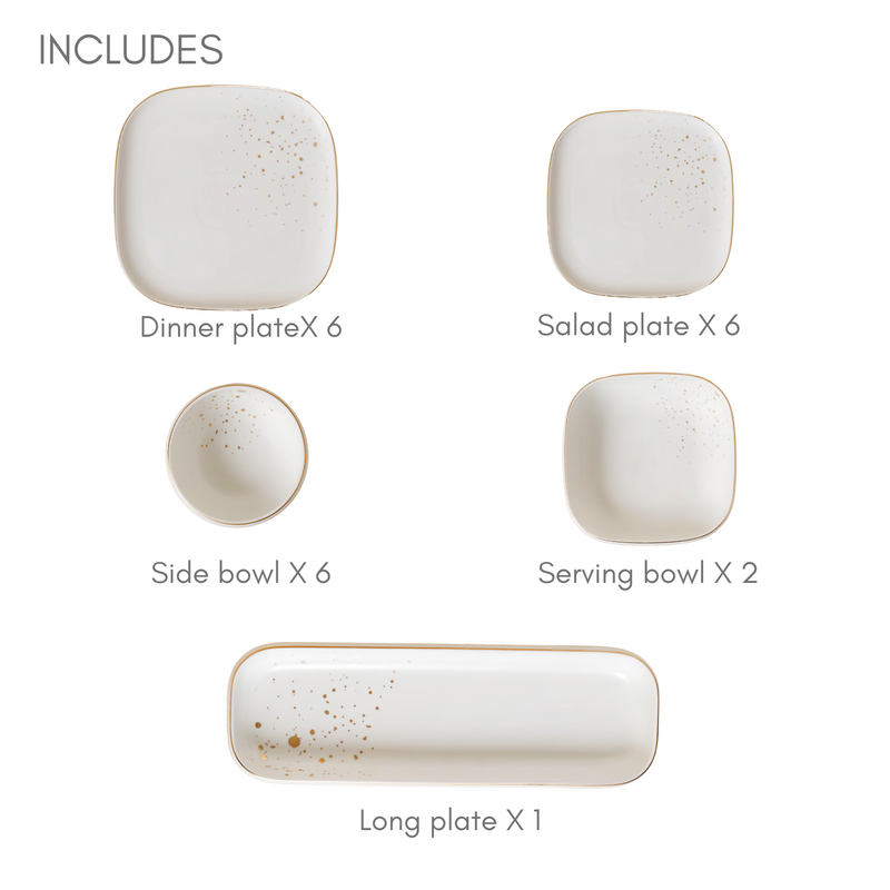 CARA White 21 Piece Dinner Set For 6