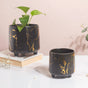 Halcyon Gold Black Marble Ceramic Planter With Legs Large - Indoor planters and flower pots | Home decor items