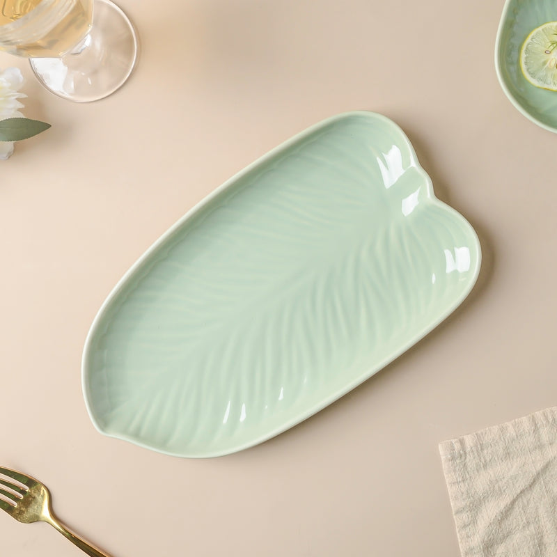 Taro Leaf Platter 10 Inch - Ceramic platter, serving platter, fruit platter | Plates for dining table & home decor