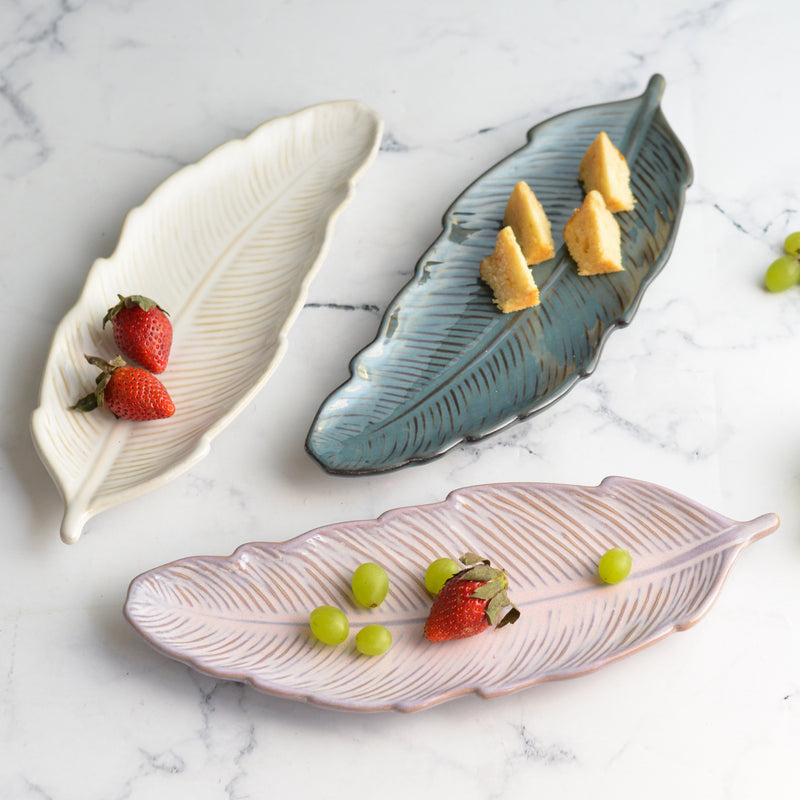 Long Leaf Plate - Ceramic platter, serving platter, fruit platter | Plates for dining table & home decor