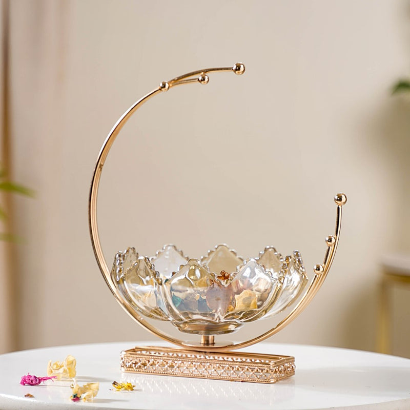 Lunar Crystal Glass Decor Bowl With Stand
