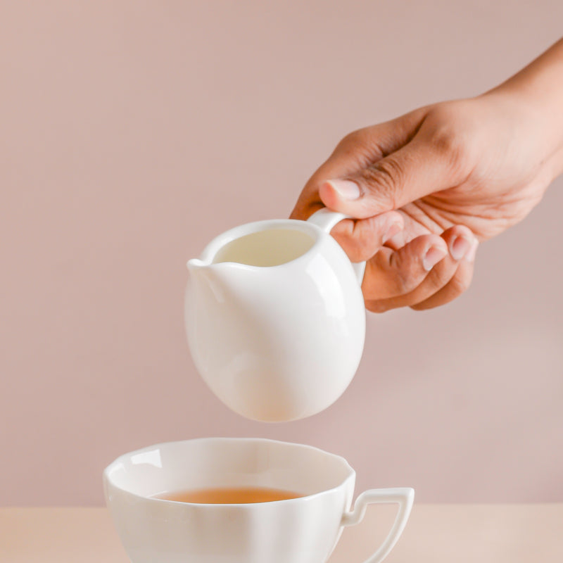 Riona Ceramic Creamer White - Coffee creamer, milk pot | Milk pot for Dining table & Home decor