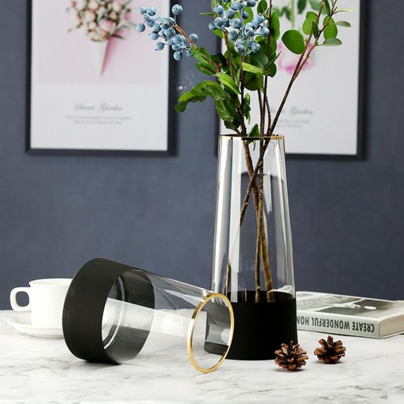 Large Modern Glass Vase - Flower vase for home decor, office and gifting | Home decoration items