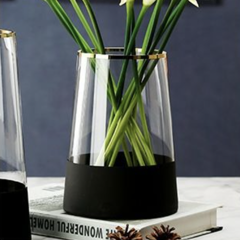 Small Modern Glass Vase - Flower vase for home decor, office and gifting | Home decoration items