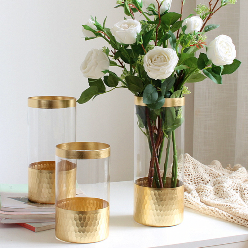 Straight Glass Vase Large - Flower vase for home decor, office and gifting | Home decoration items