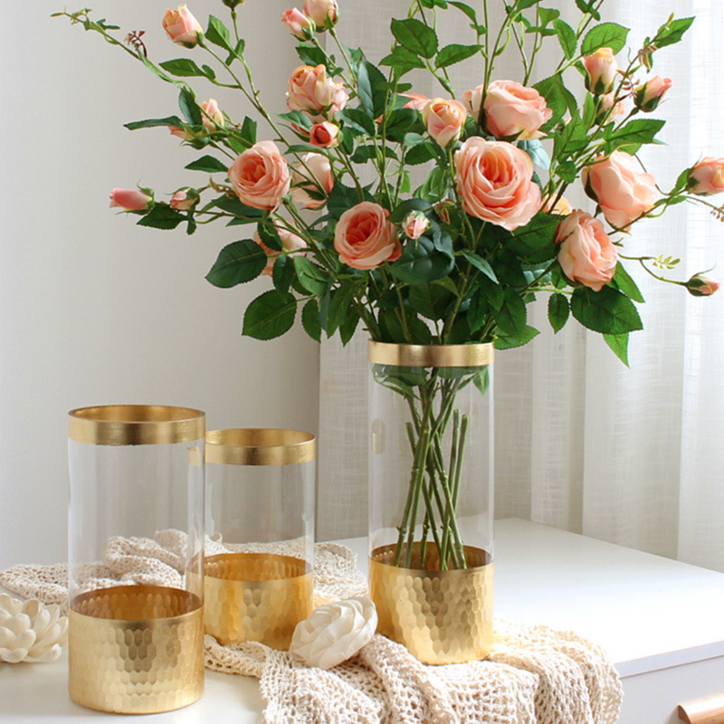 Straight Glass Vase Small - Flower vase for home decor, office and gifting | Home decoration items