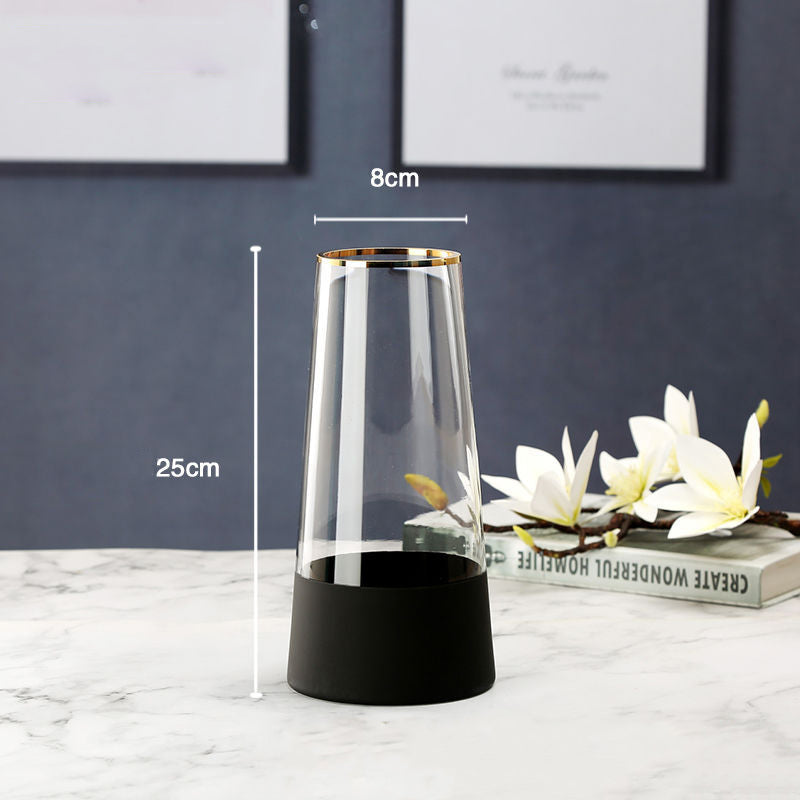 Medium Modern Glass Vase - Flower vase for home decor, office and gifting | Home decoration items