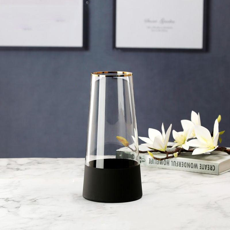 Medium Modern Glass Vase - Flower vase for home decor, office and gifting | Home decoration items