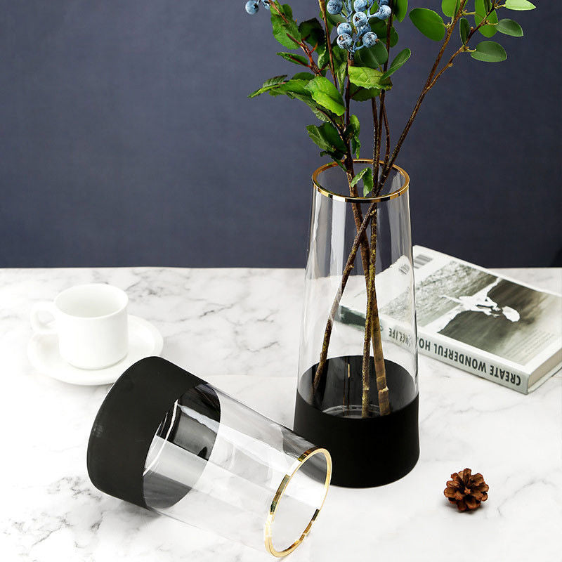 Medium Modern Glass Vase - Flower vase for home decor, office and gifting | Home decoration items