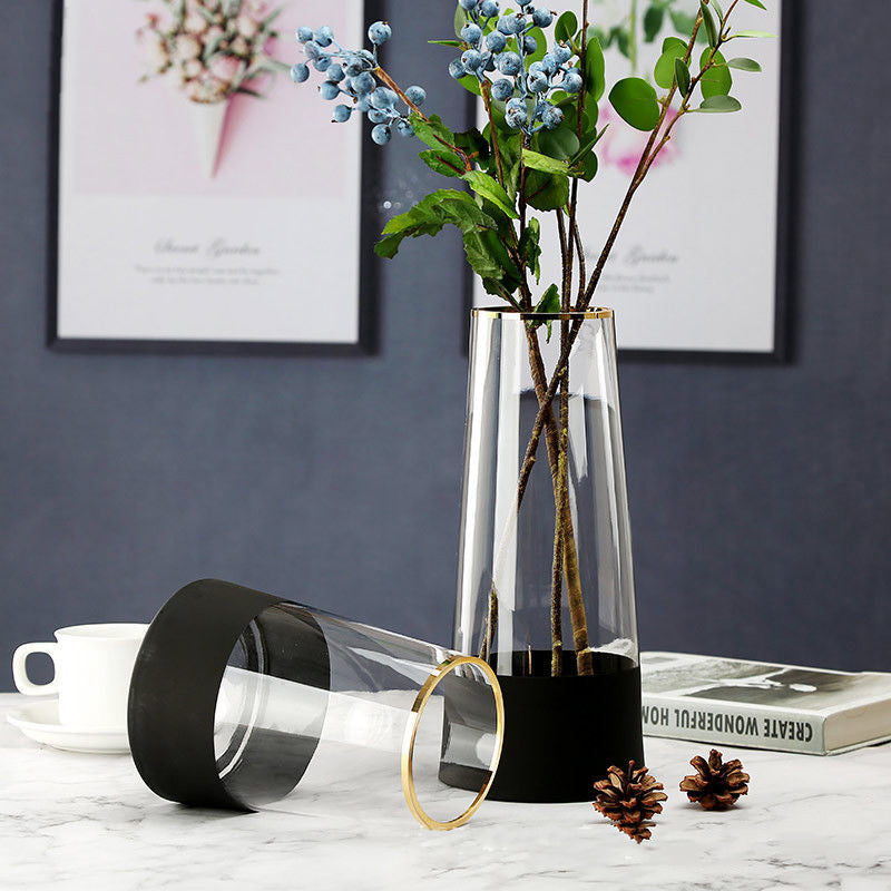 Medium Modern Glass Vase - Flower vase for home decor, office and gifting | Home decoration items