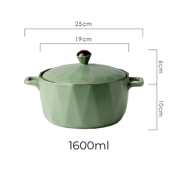 Ceramic Cooking Pot Large - Serving bowl with lid, ceramic bowls with lids, noodle bowl, oven bowl, bowl with handle | Bowls for dining table & home decor