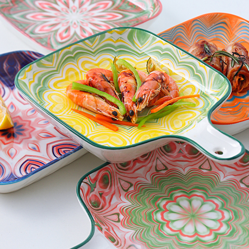 Mandala Baking Plate - Ceramic platter, serving platter, fruit platter | Plates for dining table & home decor