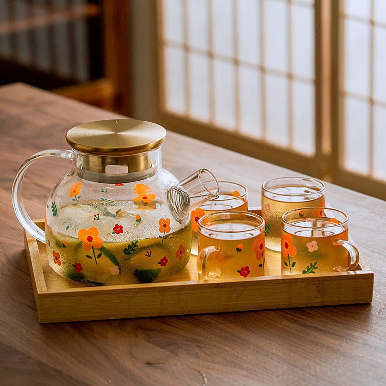 Florid Glass Teapot - Tea kettle, glass jar kettle, glass teapot | Kettle for Dining table & Home decor
