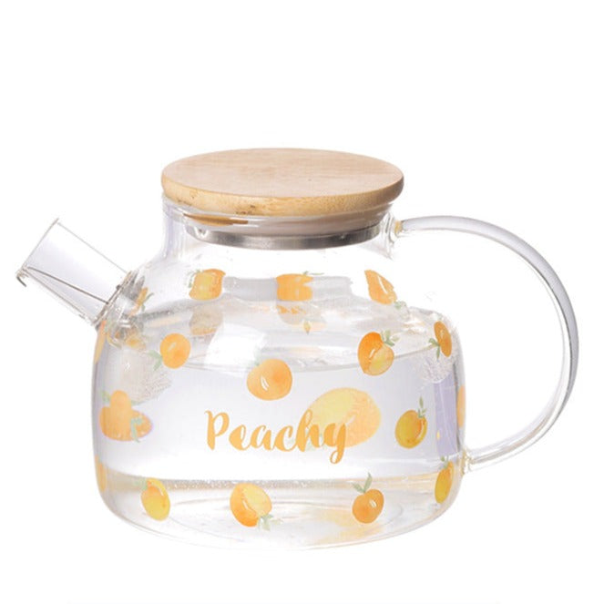 Peach Glass Teapot Orange- Kettle for tea, pot for coffee, teapot | Jug for Dining table & Home decor