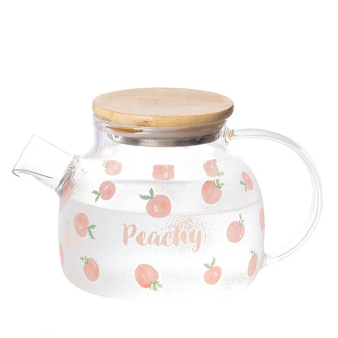 Peach Glass Teapot Pink- Kettle for tea, pot for coffee, teapot | Jug for Dining table & Home decor