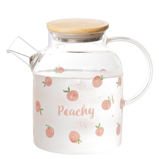 Peach Glass Teapot Large Pink- Kettle for tea, pot for coffee, teapot | Jug for Dining table & Home decor