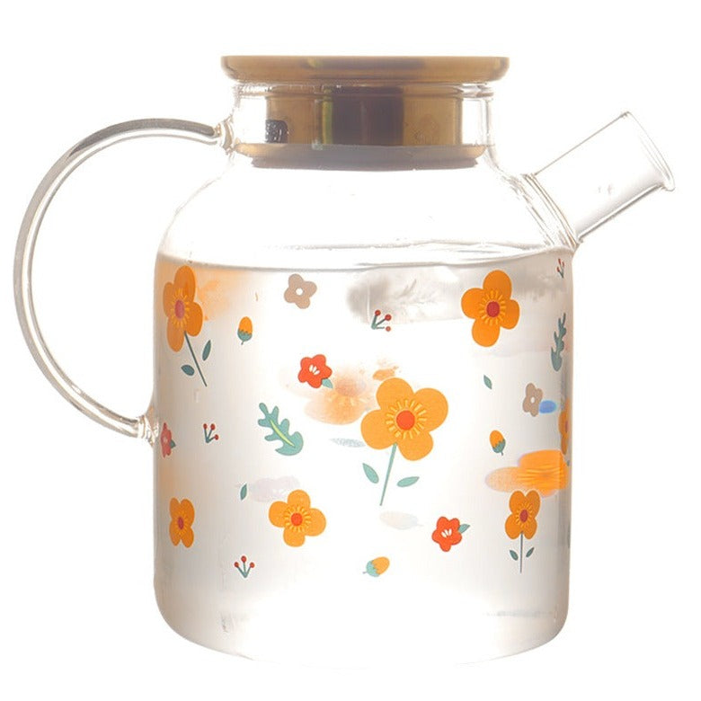 Florid Glass Teapot Large- Kettle for tea, pot for coffee, teapot | Jug for Dining table & Home decor