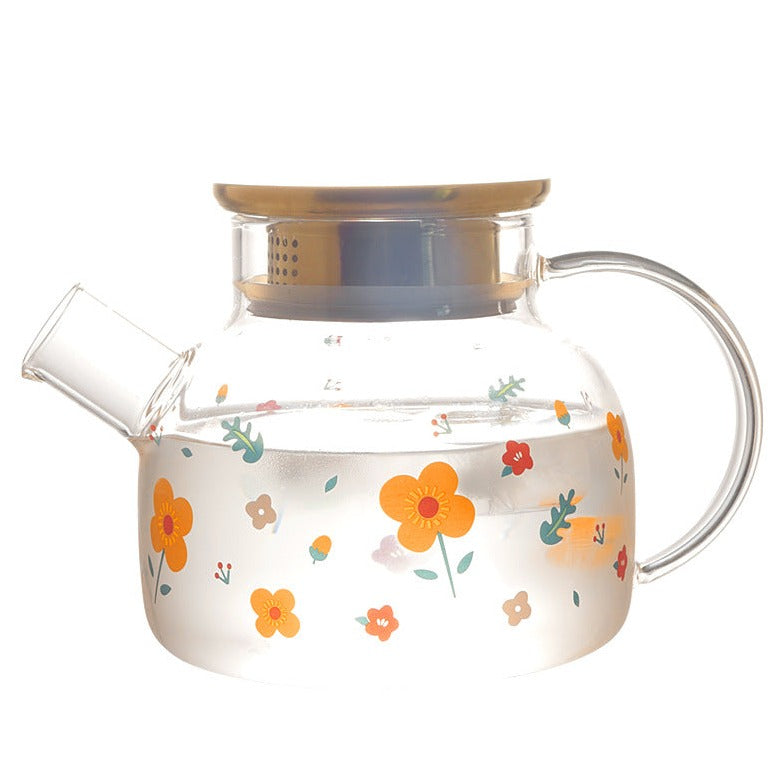 Florid Glass Teapot - Tea kettle, glass jar kettle, glass teapot | Kettle for Dining table & Home decor