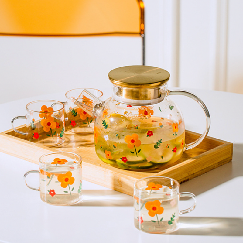 Florid Glass Teapot - Tea kettle, glass jar kettle, glass teapot | Kettle for Dining table & Home decor