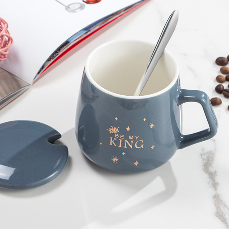 Grey Cup with Lid- Mug for coffee, tea mug, cappuccino mug | Cups and Mugs for Coffee Table & Home Decor