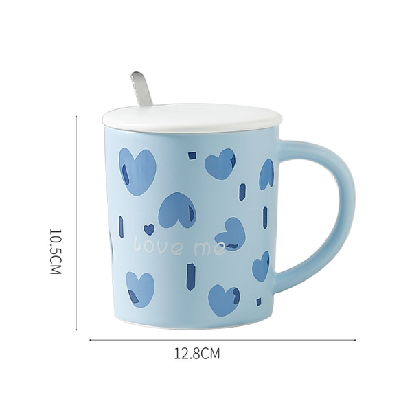 Love Design Mug with Lid- Mug for coffee, tea mug, cappuccino mug | Cups and Mugs for Coffee Table & Home Decor