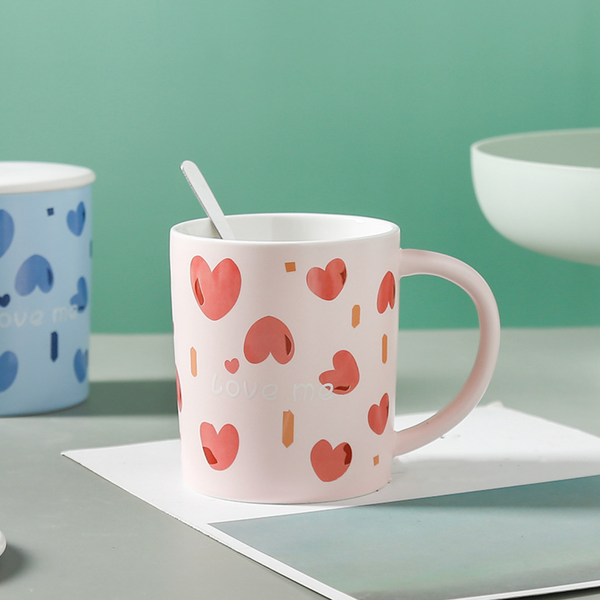 Love Design Mug with Lid- Mug for coffee, tea mug, cappuccino mug | Cups and Mugs for Coffee Table & Home Decor