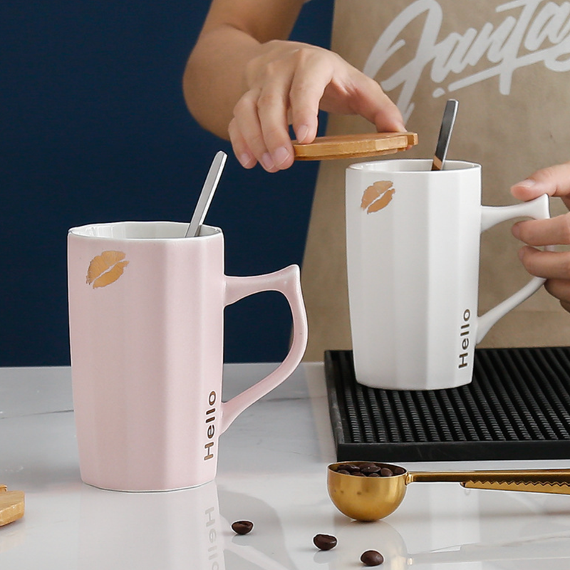 Cup With Lid and Spoon- Mug for coffee, tea mug, cappuccino mug | Cups and Mugs for Coffee Table & Home Decor