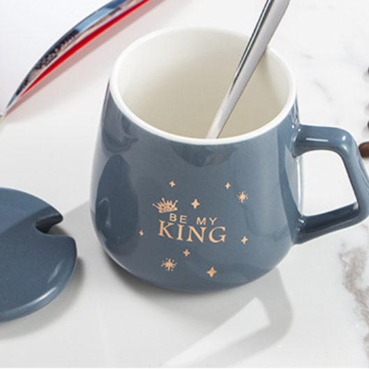 Grey Cup with Lid- Mug for coffee, tea mug, cappuccino mug | Cups and Mugs for Coffee Table & Home Decor