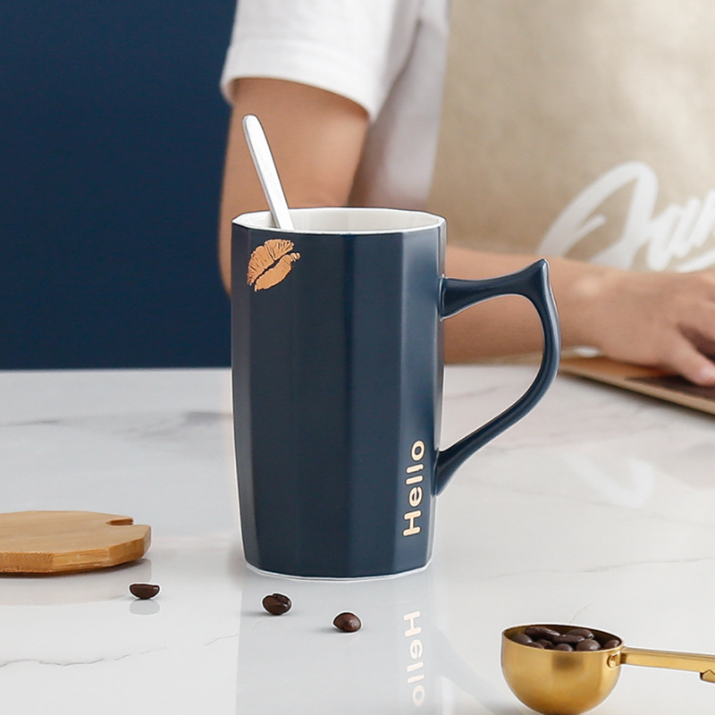 Cup With Lid and Spoon- Mug for coffee, tea mug, cappuccino mug | Cups and Mugs for Coffee Table & Home Decor