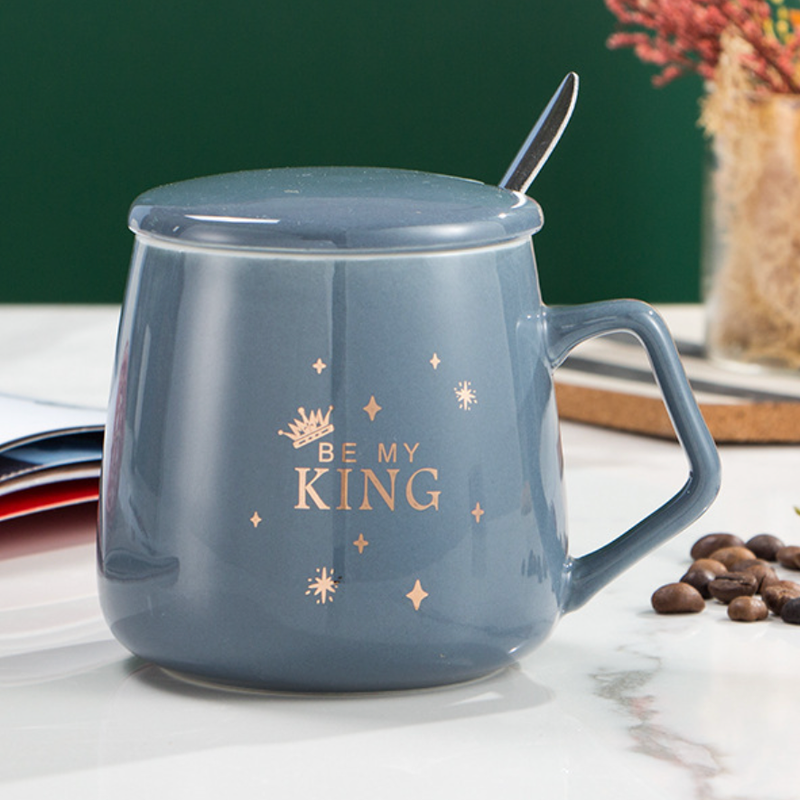 Grey Cup with Lid- Mug for coffee, tea mug, cappuccino mug | Cups and Mugs for Coffee Table & Home Decor