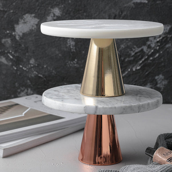 Marble and Metal Cake Stand 8 inch