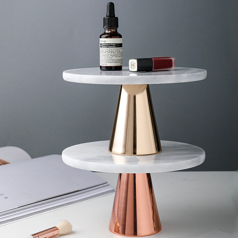 Marble and Metal Cake Stand 8 inch