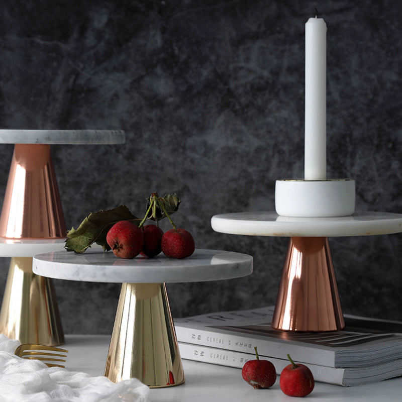 Marble and Metal Cake Stand 8 inch