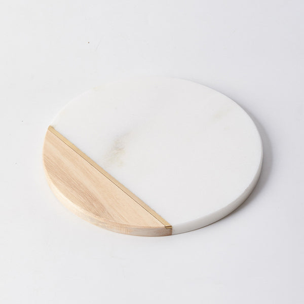 Marble And Wood Platter Round - Ceramic platter, serving platter, fruit platter | Plates for dining table & home decor