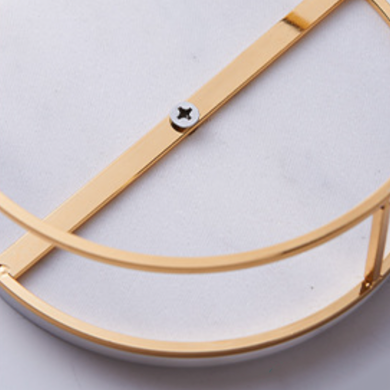 Large Round Marble Tray With Metal Stand