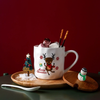 Christmas Cup With Wooden Lid- Mug for coffee, tea mug, cappuccino mug | Cups and Mugs for Coffee Table & Home Decor