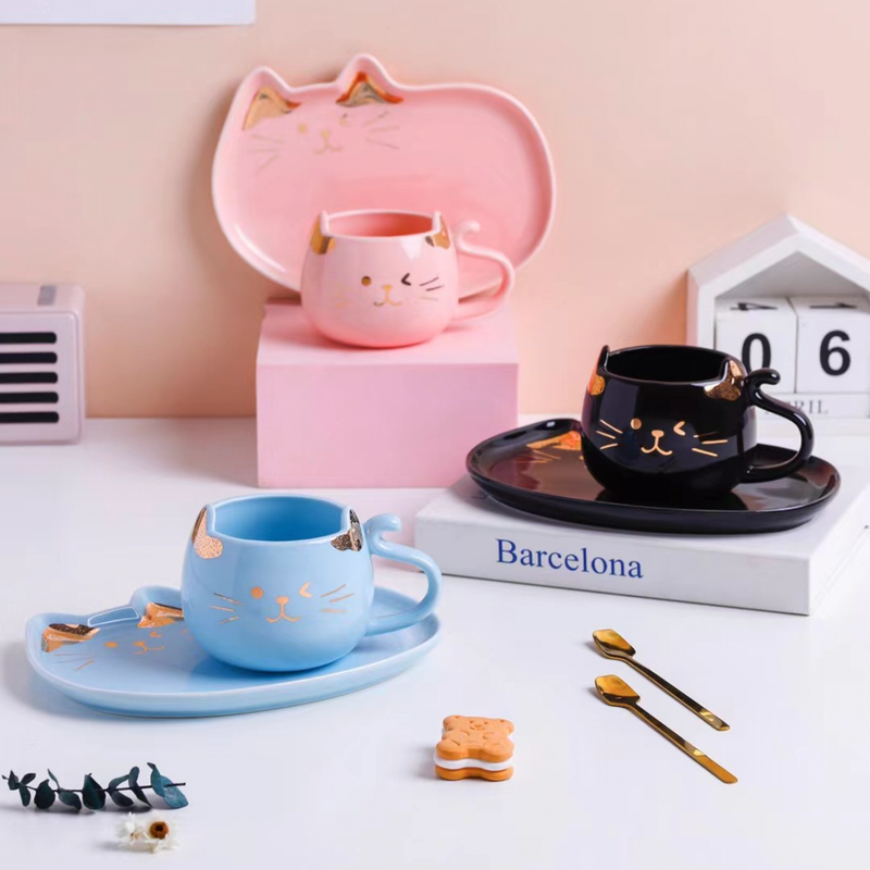 Cat Mug And Plate- Tea cup, coffee cup, cup for tea | Cups and Mugs for Office Table & Home Decoration